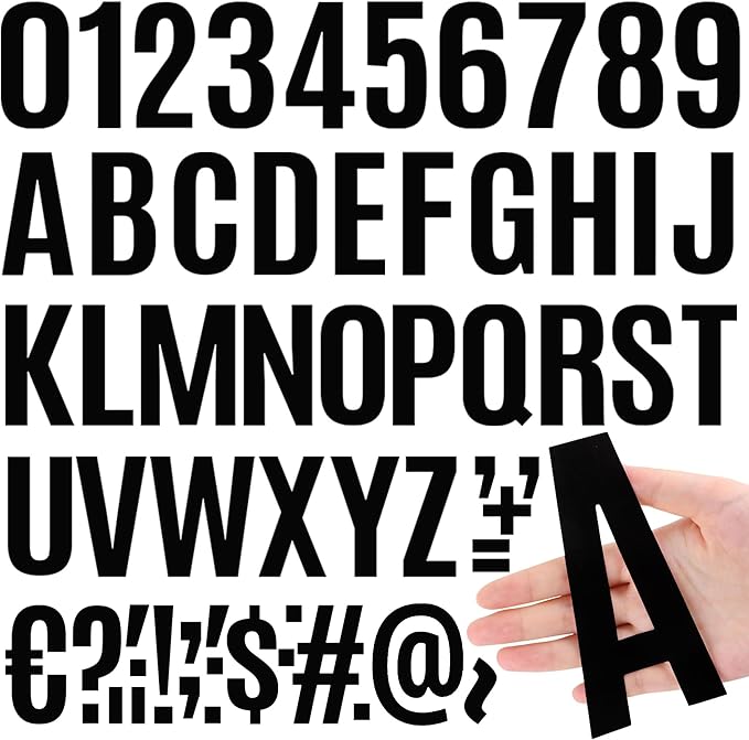 420 PCS 42 Sheets Letter Stickers Big Font Mailbox Numbers and Letters Self Adhesive Vinyl Waterproof Alphabet Number Stickers for Mailbox House Address, Cars, Poster, Business Decor (5 Inch,Black)