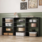 Short Tower Closet Unit, Modular Closet System, Wood Closet System Organizer with Storage for Walk In Closets, Clothing Rack Wardrobe for Hanging Clothes, Bedroom, Black, 19.5"W