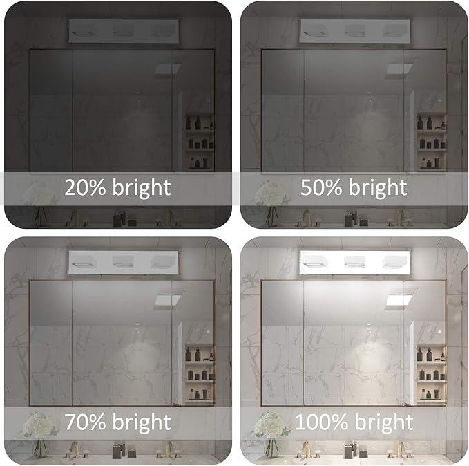 Ralbay Dimmable LED Vanity Light Modern 3 Light Acrylic Stainless Steel for Bathroom Vanity Lighting Fixtures