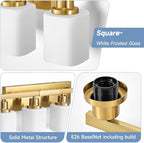 Gold Bathroom Vanity Light,10-Light Brushed Gold Bathroom Light Fixtures with Square Frosted Glass,64.5in Wall Lamp Sconces for Mirror Bedroom,Living Room Hallway,E26