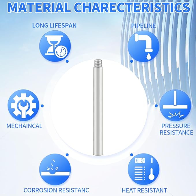 ChillWaves 304 Stainless Steel Pipe Fitting, Nipple Cast Pipe 1" NPT Male x 1" NPT Female Thread 10" Length(250MM)(1-PACK)
