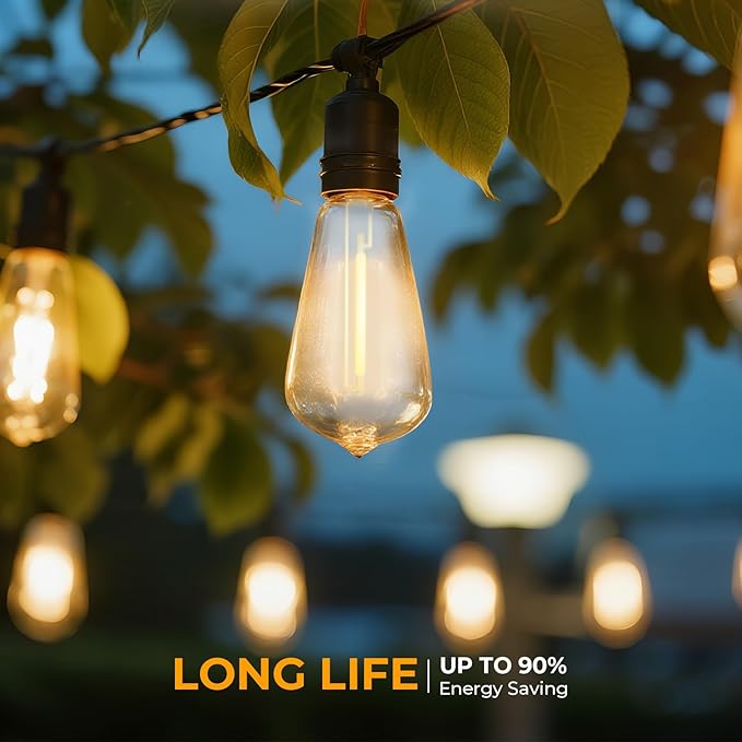 60 Pack ST38 LED Replacement String Light Bulbs, 1Watt Equvanlent to 7Watt Incandescant Bulb, Shatterproof E12 LED Bulb for Outdoor Patio Garden Vintage String Lights, 2700K Warm White