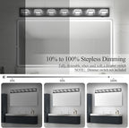 Ralbay 5 Color Temperature Dimmable 46inch Matte Black Vanity Lights Acrylic Modern LED Black Vanity Lighting for Bathroom 7 Lights