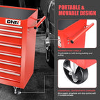 DNA MOTORING TOOLS-00264 7-Drawer Plastic Top Rolling Tool Cabinet with Keyed Locking System,27.55" L X 13" W X 30.31" H,Red