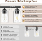 6-Light Bathroom Light Fixtures, 38" Modern Vanity Lights Over Mirror with Clear Glass Shades, Matte Black Light Fixture, Classic Wall Light Fixture for Mirror Living Room Cabinet Bedroom Porch