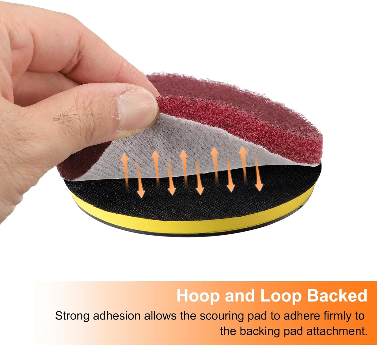 HARFINGTON 20pcs Scrubber Scouring Pads 400 Grits 4 Inch Drill Power Brush Hoop and Loop Surface Conditioning Disc Drill Scuffing Disc Scrub Pads for Home Kitchen Cleaning, Red