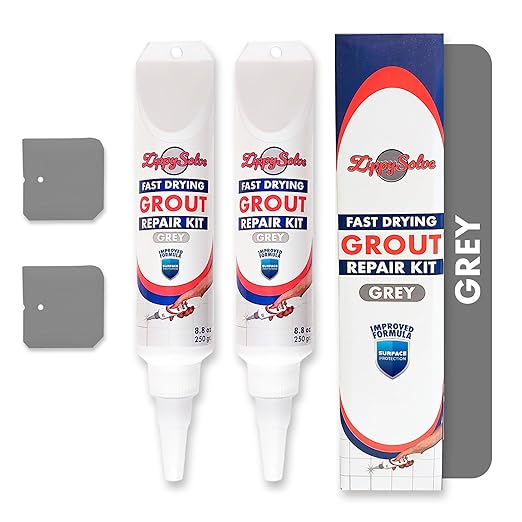 Tile Grout, Repair Kit, 2 Pack Grout Filler, Restore & Renew Tile Joints Line, Fast Drying Tile Grout Paint Squeeze Tube for Bathroom Shower Kitchen Floor, Waterproof (17.6 oz, Grey)