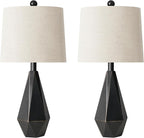 PoKat 23'' Farmhouse Table Lamps Set of 2, Black Bedside Lamps for Bedroom Night Stands, Modern Nightstand Lamps for Living Room, End Side Table, Black