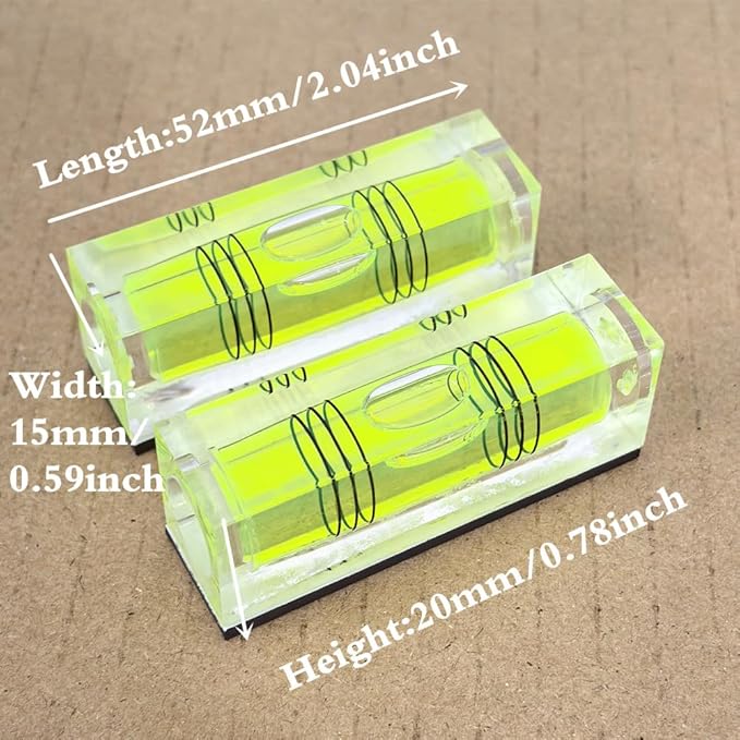 2Pcs Square Bubble Spirit Levels with Magnetic Base 52x20x15mm Three Line Bubble Level Measuring Layout Tools Levels