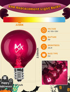 Abeja 25 Pack G40 Replacement Light Bulbs, Black Halloween Bulbs, G40 String Light Replacement Bulbs, 5W Dark Purple Bulb for Indoor Outdoor Patio String Lights, E12/C7 Base