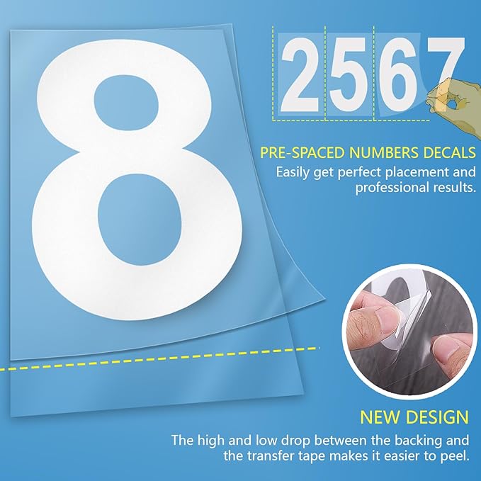 Reflective Vinyl Mailbox Number Decals - Waterproof, Self-Adhesive, Classic Style (3" & 4")