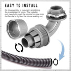 Yaomiao 50 Pcs 1/2 Inch Liquid Tight Connector PVC Electrical Conduit Fittings Straight 90 Degree Flexible Conduit Connector for Home Bathroom Tube Tool Supplies, Grey(50 Pcs)