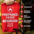 Prepared Hero Emergency Fire Blanket - 1 Pack - Fire Suppression for Kitchen, 40” x 40” Fiberglass Fire Blanket for Home