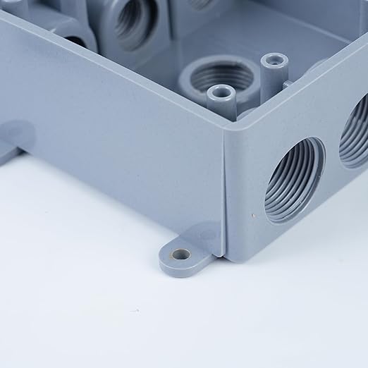 1/2-Inch or 3/4-Inch Weatherproof Electrical Junction Box with Adapters, Gray, Indoor/Outdoor Installation (Two-Gang Box)