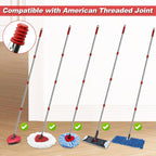 4 Section Spin Mop Replacement Handle for O Cedar Mop Handle for Ocedar Spin Mop Handles to Floor Clean Adjustable 30" to 58" Length Mop Stick Pole Handle, American Screw Joint (Mop Head Not Included)