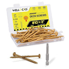 WELLOCKS Deck Screws, Wood Screws, Tan, Superior Rust Resistant, Epoxy Coated, Above 1000 Hour Salt Spray Coating T25 Torx Star Bit Included for Outdoor Wood Fence (Trial Size 0.44LBS, #10×3")