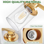 DORESshop 4-Light Vanity Light Fixtures, Gold Bathroom Light Fixtures Over Mirror with Clear Glass Shade, Modern Vanity Lights for Living Room Bedroom