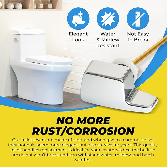 Qualihome TOTO Toilet Handle Replacement THU004-CP - Side Mount Toilet Handle Tank Flush Lever - Toilet Bowl Handles Side Mount - ELJER Toilet Handle Replacement - Chrome Polished