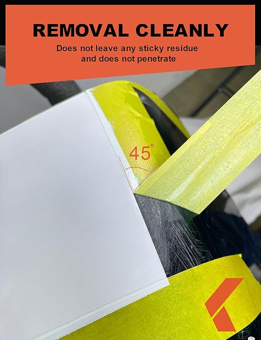 Professional Auto Body Painters Tape, Yellow, 1.41in x 60 yards/3 Rolls, Heat Resistant, No Residue, UV & Moisture Resistant, Ideal for Auto Body Painting, Cars, Trucks, Motorcycles