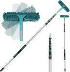 36 Feet High Reach Window Squeegee with 7-30 Ft Extension Pole, Window Cleaner Tool with 5-Stage Telescoping Pole, Window Cleaning Kit with Rotatable Head (2 Squeegee & 2 Microfibre Cloths)