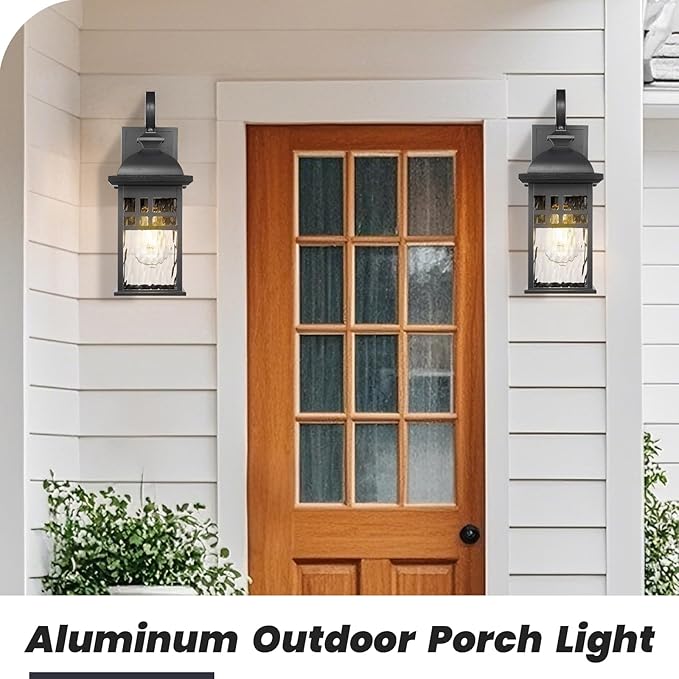 Outdoor Wall Lamps Exterior Lighting Fixtures 22 Inch Height Porch Light with Water Ripple Glass E26 Socket