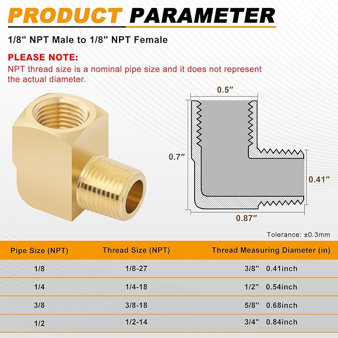 KOOTANS 4pcs 1/8 NPT 90 Degree Barstock Street Elbow Brass Fittings, 1/8" NPT Male to 1/8" NPT Female Thread Elbow Forged Brass Pipe Fitting