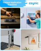 eSynic Portable Digital Angle Finder with Laser IP54 Waterpoof Digital Inclinometer 2 Backlight LCD Display Aluminium Alloy Rechargeable Laser Level Tool With Cross Leveling Line(Laser Level Class II)