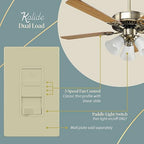 TOPGREENER Kalide Light Switch and 3-Speed Ceiling Fan Control Combo, in Wall Light and Fan Combination Switch, Single Pole, 2.5A, 720W, Neutral Wire Not Required, TGSFS3-I, Ivory