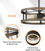 EAPUDUN Farmhouse Ceiling Light, 13'' Imitation Wooden Semi Flush Mount Light Fixture, Retro 2-Light Lamp for Hallway Entryway Bedroom Kitchen Dining Room SMA1139-FBDT