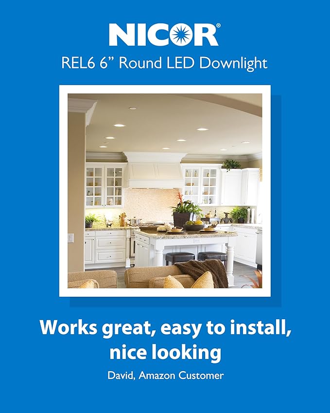 NICOR Lighting Recessed Ceiling Lights LED Downlight - 5/6 inch LED Recessed Light Fixtures - Selectable CCT 2700K-5000K, 918 Lumens, 10.3W - DLR56 LED Retrofit Ceiling Light, Black Baffle, 1-Pk