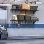 4-Pack 2x3ft Garage Shelving Wall Mounted, 2' x 3' Heavy Duty Garage Storage Shelves with Hooks, 800LB Capacity