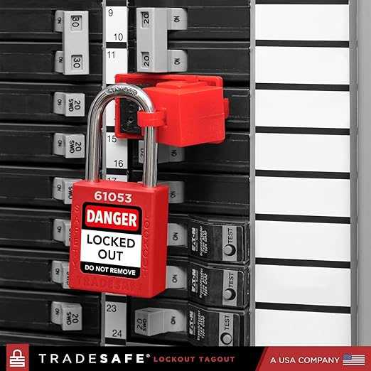 TRADESAFE Lockout Tagout Locks Set - 7 Red Loto Locks, Lockout Locks Keyed Different, 2 Keys Per Lock, OSHA Compliant Lock Out Tag Out Padlocks, Safety Padlocks for Electrical Lockout Tag Out Kits