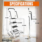 4 Step Ladder, Folding Lightweight Step Stool with Handrails and Wide Anti-Slip Pedal for Home, Office, Kitchen and Garage, Service Height 37.8 inch, 400 lbs Capacity