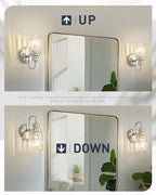 Brushed Nickel Wall Sconce, HWH Modern Sconce Wall Lighting Vanity Sconce Lights for Bathroom, 1-Light Wall Sconce with Bell-Shaped Fluted Glass, 5HZG106B BN