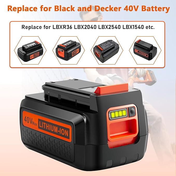 4 Packs 40V 3000mAh Replace Long-Lasting Battery for Black and Decker 40V Lithium Battery, Compatible with Black and Decker 40 Volt LBX2040 LBXR2036 LBXR36 LBX2540 LST540 & Power Tools