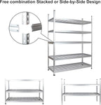 Amazon Basics 4000IBS Heavy Duty Adjustable Storage Shelving Unit, 5 Shelf, High-Grade Aluminum, Silver, 60 x 24 x 78 Inch