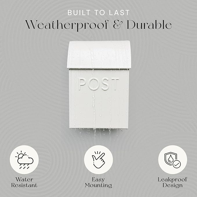 NACH Mailboxes for Outside Wall Mount, 15 x 10 x 4 inches, White Mailboxes for Outside, Waterproof Mailbox Wall Mount with Newspaper Holder - The Milano Mailbox