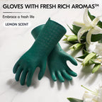 Vgo... Household Cleaning Gloves,Double-layer,Lined Dishwashing Gloves,Long Sleeves for Kitchen,Bathroom Cleaning(TP1117)
