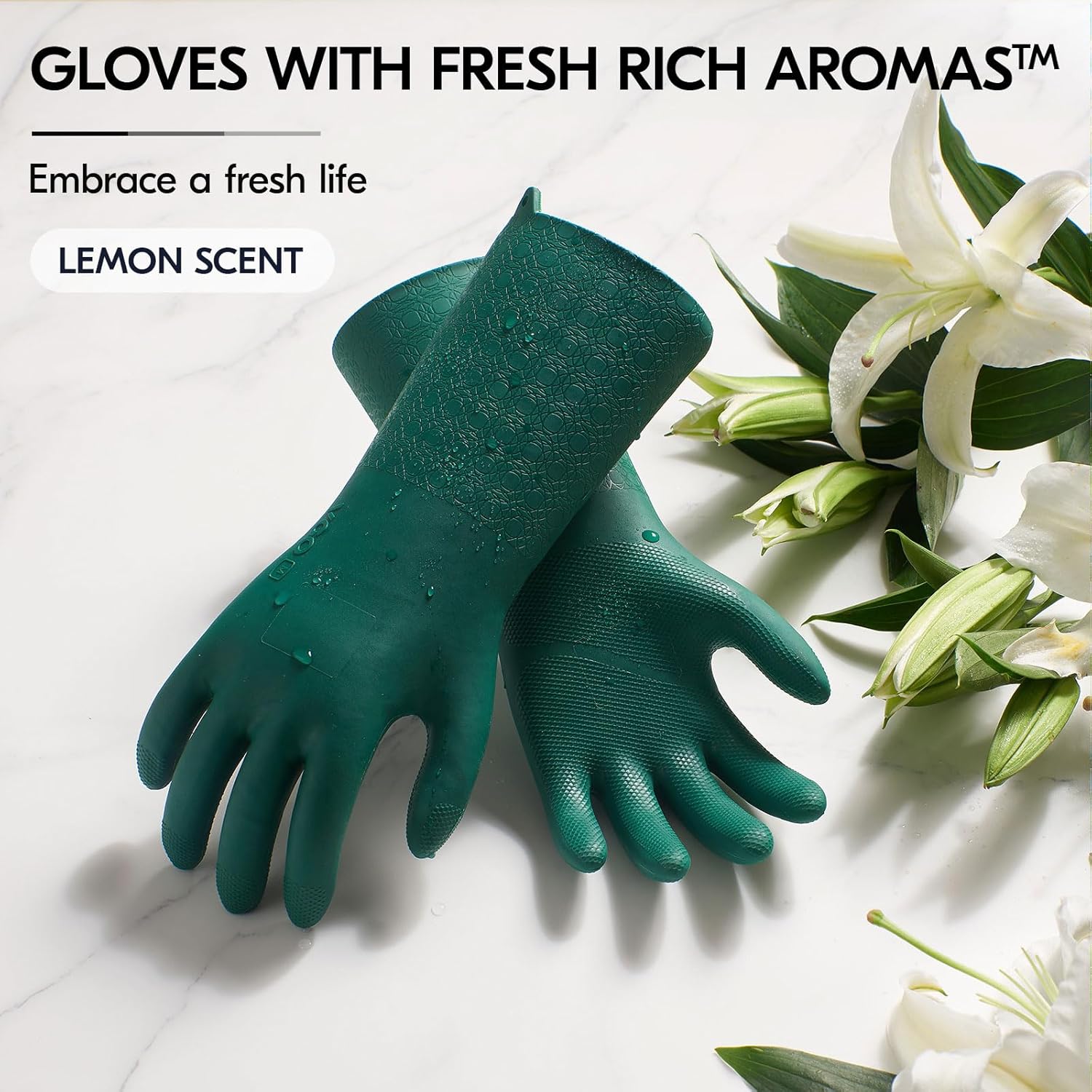 Vgo... Household Cleaning Gloves,Double-layer,Lined Dishwashing Gloves,Long Sleeves for Kitchen,Bathroom Cleaning(TP1117)