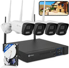 Zypola® Wireless Security Camera System, 4CH NVR with 4 WiFi Outdoor Cameras and 500GB HDD, 1080P Full HD Video, Color Night Vision, Human Motion Detection, Weatherproof for Home Business