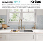 KRAUS Oletto Bridge Kitchen Faucet with Pull-Down Sprayhead in Spot-Free Antique Champagne Bronze, KPF-3122SFACB