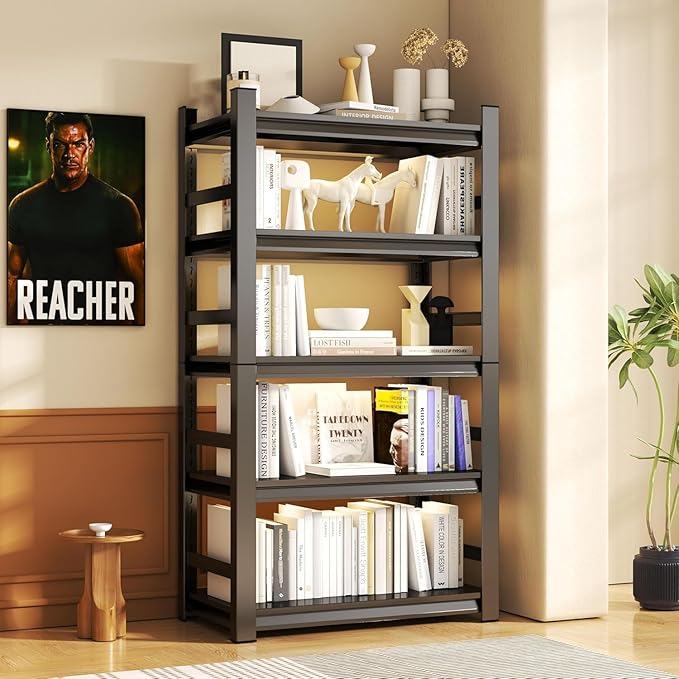 Garage Shelving Units, Heavy Duty 5-Tier Storage Shelves, Metal Adjustable Storage Rack, Steel Shelves, 2750 lbs Capacity, Industrial Shelving for Heavy Tools (Black, 15.74"Dx35.43"Wx72.04"H, 5-tier)