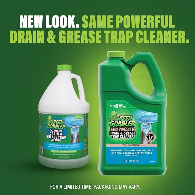 Green Gobbler Enzyme Drain Cleaner | Controls Foul Odors & Breaks Down Grease, Paper, Fat & Oil in Sewer Lines, Septic Tanks & Grease Traps | 1 Gallon