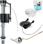 Saillong Universal Toilet Flusher Replacement Kit, Fill Valve, 2-Inch Flapper, Side Mount Handle Lever, Water-Saving, Adjustable Toilet Repair Kit Inside Tank, Easy to Install(1 Set,Dark Grey, Black)