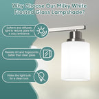 Ascher Bathroom Light Fixtures, 4-Light Vanity Light Over Mirror, Brushed Nickel Wall Sconces with Milky White Frosted Glass Shades, Wall Lamp for Living Room Bedroom, E26 Base(Bulbs Not Included)