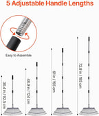 VEVOR Leaf Rake, 25 Metal Tines, Adjustable Garden Rake for Lawns with 18.3 Inch Wide Head & 36.4-72.8 Inch Long Handle, Heavy Duty Stainless Steel Small Leaves Tool for Gardening Camping Yard Grass