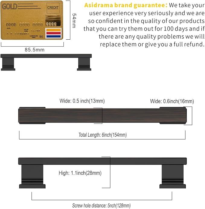 Asidrama 20 Pack 5 Inch(128mm) Oil Rubbed Bronze Kitchen Cabinet Handles, Cabinet Pulls Kitchen Cabinet Hardware for Cupboard Drawer Pulls