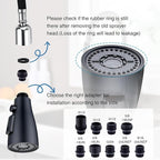 Metal Kitchen Faucet Head Replacement, 3 Functions Kitchen Faucet Head High Pressure, Matte Black Pull Down Kitchen Sink Sprayer Replacement with 9 Adapters Compatible with Most Faucets
