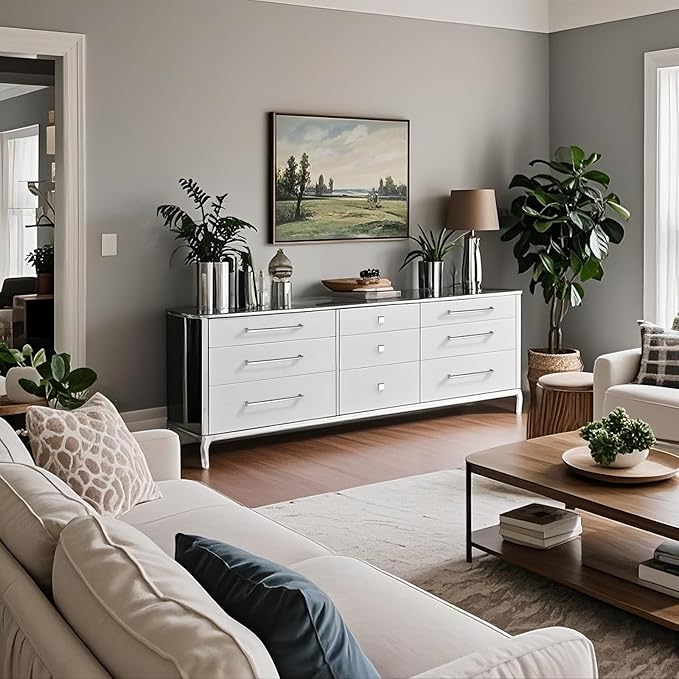 10 Pack 12.6 Inch(320mm) Hole Center Polished Chrome Modern Cabinet Pulls Kitchen Cabinet Handles Kitchen Cabinet Hardware Timeless Drawer Pulls for Dresser Cupboard Wardrobe, Chrome(12.6x10)