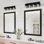 4-Light LED Vanity Light Fixture in Black - Modern Bathroom Lighting, Over Mirror Illumination | Multicolor Temperature 3000K/4000K/6000K | Stylish Bathroom Dec